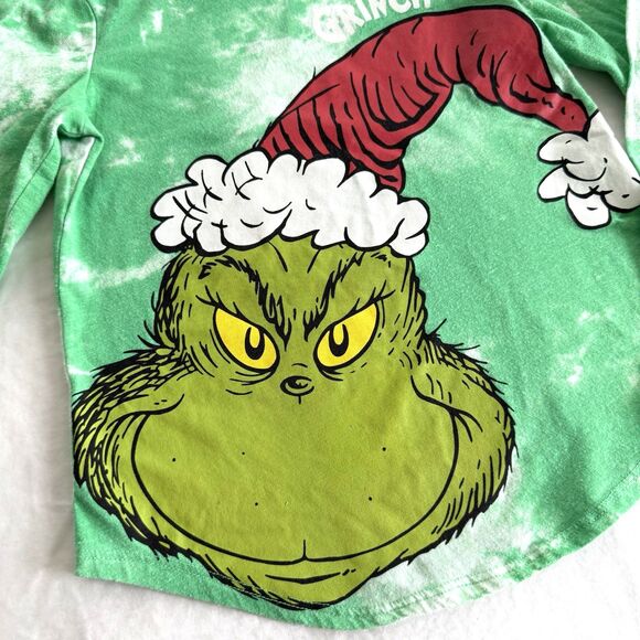 The GRINCH Girls Sz SMALL Dr. Suess T-Shirt Christmas Long Sleeve Tie Dye - Picture 3 of 8